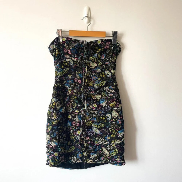 Zara Draped Floral  Halter Mini Dress Size Medium - Picture 6 of 11